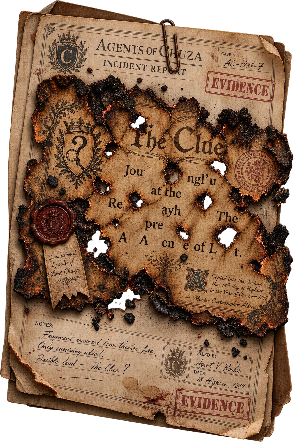 Burnt clue evidence