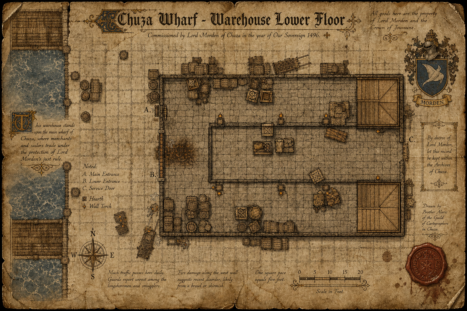 Chuza Wharf warehouse, floor plan